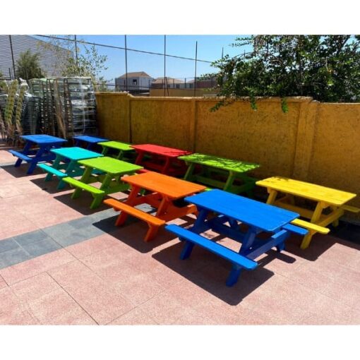Mesa De Picnic Infantil Con Bancos Fijos – 90x90x50 Cm, Madera Tratada A Presión, Resistente A La Intemperie